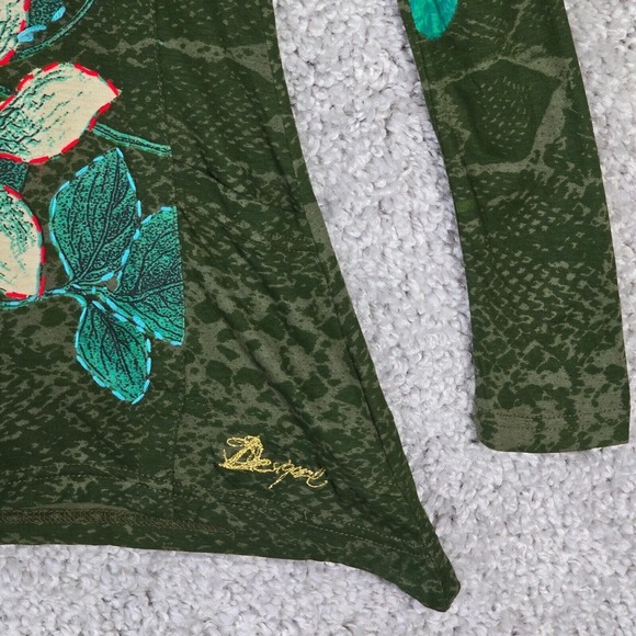 Desigual Women‎ Floral Handkerchief Hem Long Sleeve Top Size XS Artsy Retro Bold - Picture 2 of 13